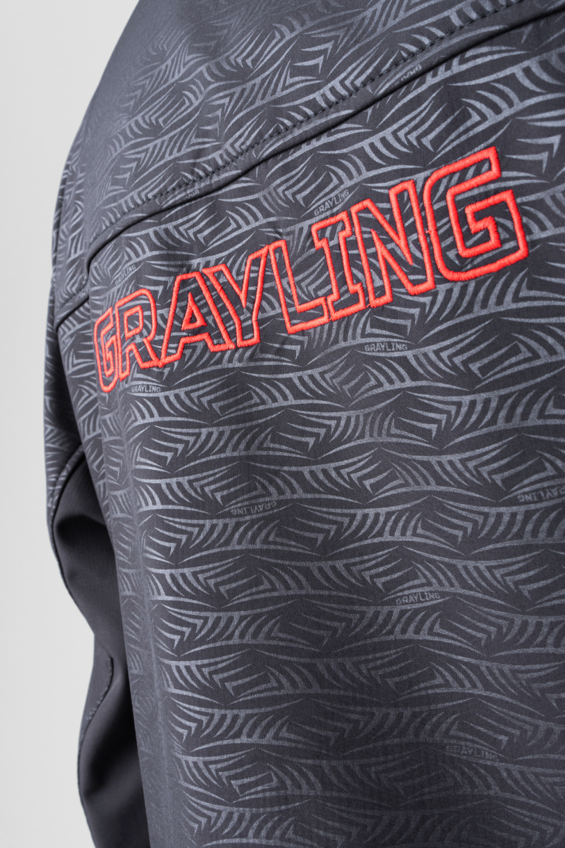 Аксай куртка для рыбалки GRAYLING, софт-шелл, чёрные волны